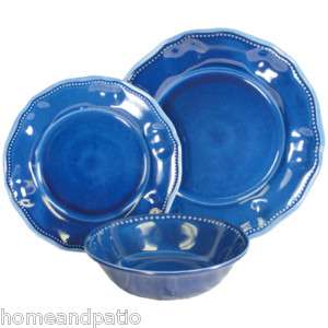 18PC Provence Blue Outdoor Melamine Dinnerware Set  