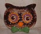Vintage OWL BUST head plate dish trivet bowl FACE tray