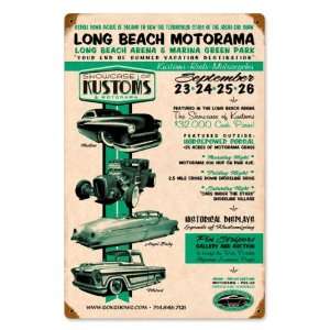 Long Beach Motorama Automotive Vintage Metal Sign   Victory Vintage 