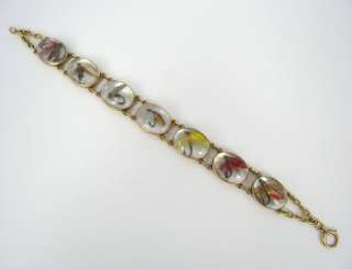 1940s Crystal Insect Fly Fishing 14K Gold Bracelet  