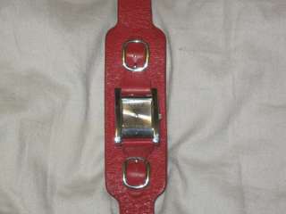   Red Leather Watch Great Condition New Battery   