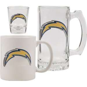  San Diego Chargers Glassware Set Logo Tankard, Coffee Mug 