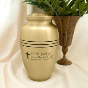 Classic Grecian Brass Large Cremation Urn   Engravable   