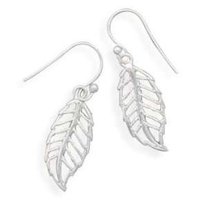 Cut Out Leaf Design French Wire Earrings