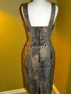 NEW $149 MUSE Boston Proper Beaded Embellished Foil Croco Sheath Dress 