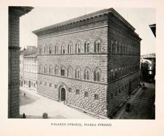 1910 Print Palazzo Strozzi Piazza Palace Florence Historic Landmark 