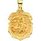  14k Gold Saint Michael Badge [h], Solid 14k Yellow Gold 