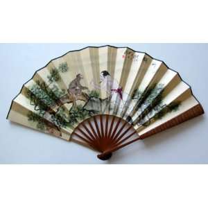  Chinese Painting Calligraphy Bamboo Fan 