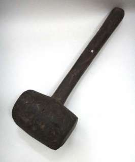 AWESOME antique victorian/colonial HVY OLD WOOD MALLET TOOL primitive 