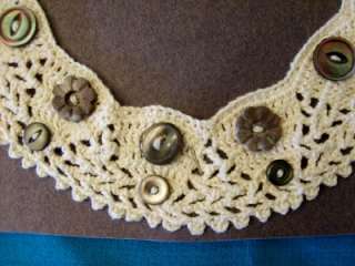 Hand Crocheted Collar/Necklace w/Vintage Shell Buttons  