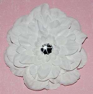 Pure White Gerbera Daisy Silk Flower Hair Clip Pin Pinup Wedding 