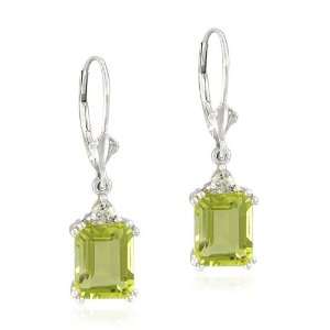   Sterling Silver Emerald Cut Lemon Quartz Dangle Earrings: Jewelry