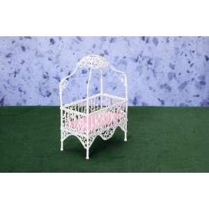  Dollhouse Miniature Wire Baby Canopy Crib: Toys & Games