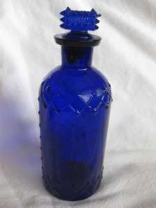   POISON BOTTLE Cobalt Blue Diamond Lattice H.B. CO. 6 1/2 Tall  