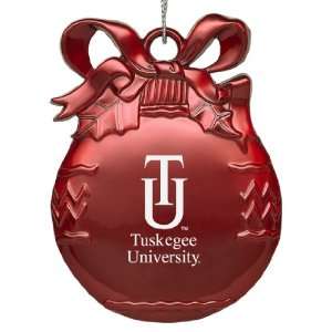 Tuskegee University   Pewter Christmas Tree Ornament   Red  