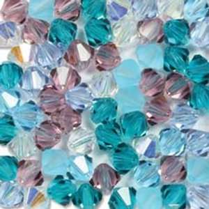  Preciosa 6mm Bicone Czech Crystal Caribbean Blue Mix Beads 