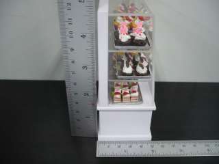 54 Cupcake onTray in White Wood Shop Display Stand Dollhouse 
