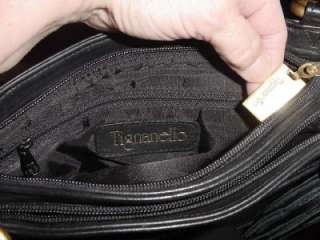 Tignanello Handbag Purse Messenger Sling Black Leather Tassell Nice 