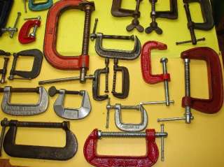 HUGE LOT 32 C CLAMP TOOL METAL WOOD WORK HOLDING WELDING PICTURE FRAME 