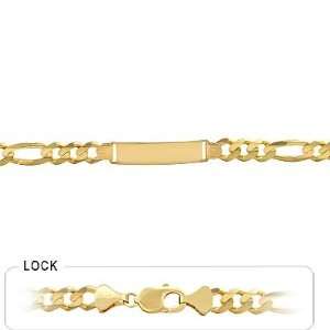  14k Yellow Gold Italian Figaro ID Bracelet: Jewelry