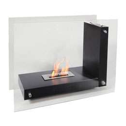 shaped stainless steel ethanol fireplace glass BLACK  