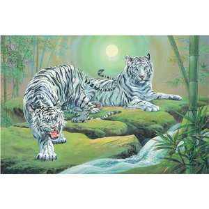  [1000 pieces] White Tiger Pair Jigsaw Puzzle (75 x 50 cm 
