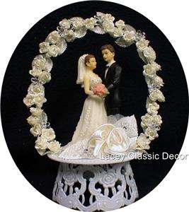 Crystal and Ivory Floral Wedding Cake Topper Ornament  