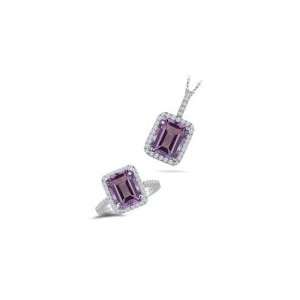  0.49 Ct Diamonds & 4.84 Cts Amethyst Set in 14K White Gold 