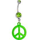 Body Candy Pink Neon Peace Sign Belly Ring