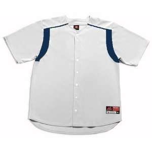  A4 Full Button Short Sleeve Knit Custom Baseball Jerseys WHITE/NAVY 