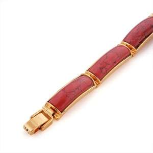 Noble Jewelry Red kallaite 18K Gold Filled Bracelet 120113  