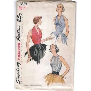   Sewing Pattern 1950s Halter Tops Sz 16 Arts, Crafts & Sewing