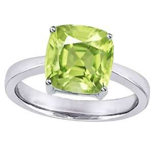Large 8mm Cushion Cut Solitaire Engagement Ring With Simulated Peridot 