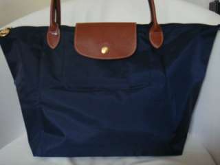 Longchamp Le Pliage Tote Bag Handbag NEW Navy Long Handle Large