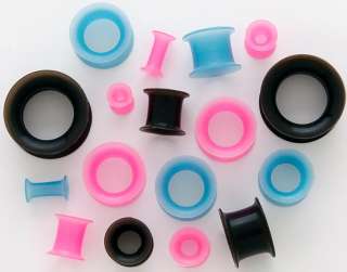  Silicone EAR SKINS Double Flare Tunnels Plugs PICK SIZE/COLOR 6g  30mm