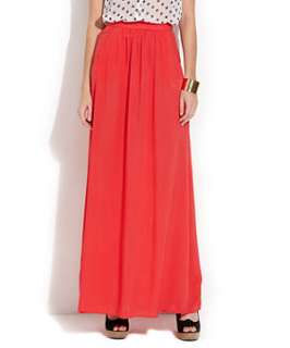 Sunset Red (Red) Tall Sunset Red Voile Maxi Skirt  245868364  New 