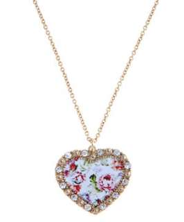Pink (Pink) Floral Heart Necklace  249611670  New Look