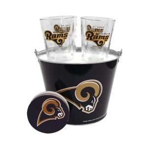 St. Louis Rams Pint Glasses and Beer Bucket Set  St. Louis Rams Gift 