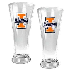   of Illinois Set of Two Pilsner Beer Glasses