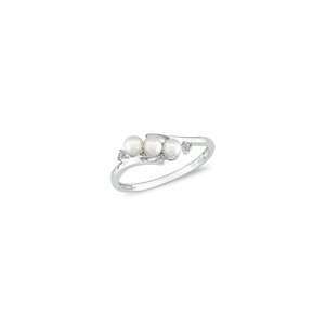  ZALES Cultured Freshwater Pearl Three Stone Slant Ring in 