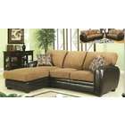   bonded leather sectional sofa with throw pillows and rounded ends