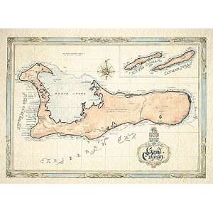  Grand Cayman Modern Day Antique Wall Map