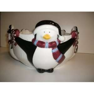  Ceramic Christmas Bowl with Penguins & Snowmen Everything 