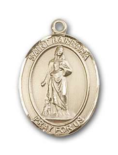 14K Gold St Barbara Soldier Firefighter Medal Pendant  