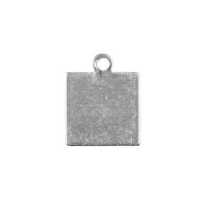 Sterling Silver 11x9mm Square Tag Stamping Charm