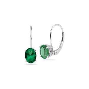 75 0.97 Cts of 6x4 mm AA Oval Emerald Lever Back Earrings in 14K 
