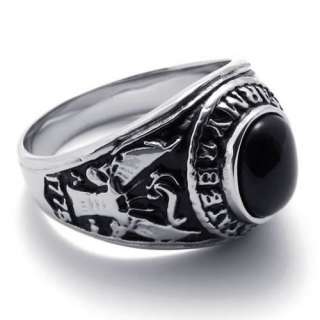Mens Black Silver Stainless Steel Ring US Size 8,9,10,11,12,13 