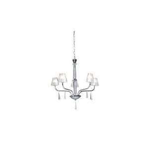   Single Tier Chandelier in Chrome with Frosted glass