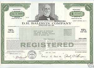 Baldwin Company piano company 1980s 15% debenture  