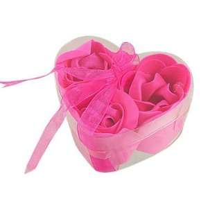  3 Pcs Scented Fuchsia Bath Soap Rose Petal Heart Gift 